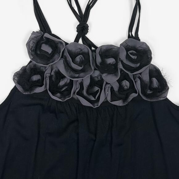 Express Rosette Halter Top Size XS Black Dressy Elegant Chic Evening Glam - Picture 3 of 7